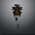 Traditional Wooden Cuckoo Clock With Carved Leaf Decorations Eagle Figure And Pendulum
