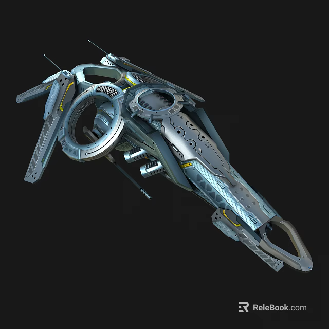 Futuristic Mechanical Device With Metallic Structure Circular Rings And Intricate Components 3d model 