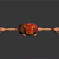 Game Movie Character With Orange Double Bun Glasses Pink Dress Arm Accessories Small Bag Barefoot