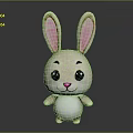 Cute White Rabbit Plush Toy With Big Pink Ears And Black Eyes