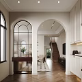 French Style Retro American Style Entrance Shoe Cabinet Ice Cracking Glass Partition 3d model