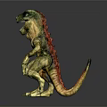 Realistic Dinosaur Figure With Green Yellow Body Red Head And Fierce Pose
