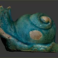 Turquoise Frog Ceramic Figurine With Textured Surface And Vintage Handcrafted Details