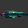 Futuristic Mechanical Weapon Featuring Blue Red Design And Glowing Green Components