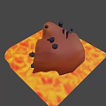 Mystical Lava Cave Environment Featuring Central Rock Platform Spikes And Glowing Magma