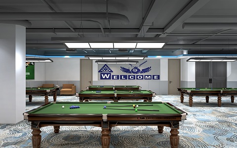 Modern billiard hall billiard room billiard table billiard cue billiard room billiard table 3d model