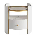 Modern Orange Bedside Table With Glass Top Marble Shelf And Drawer 3d model
