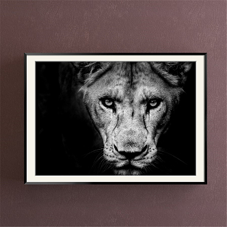 Modern Animal Painting Simple Black and White Children's Room Animal Lion Decorative Painting 3d model