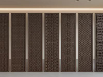 Dark Brown Wall Paneling With Various Patterned Designs For Interior Decoration 3d model