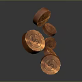 Shiny Gold Coins Floating In Mid Air Against Gray Background