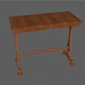 Wooden Side Table With Dark Brown Rectangular Top And Carved Legs 3d model