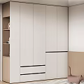 Modern Minimalist Wardrobe Interior Design With White Panels Drawers And Open Shelves
