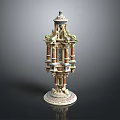Ornate Multi Tiered Decorative Tower With Intricate Carvings Detailed Patterns And Sturdy Base