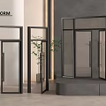 Modern Black Framed Double Doors With Transparent Glass In Contemporary Interior Space
