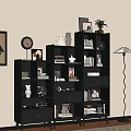 Black Bookcase With Books Decorative Items And Drawers In Home Interior