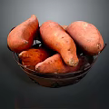 Fresh Plump Orange Sweet Potatoes in a Basket with Vibrant Color and Shape