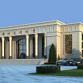 Modern Cultural Center Architecture With Columns Grand Entrance And Stone Facade Design