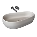 Modern Black And Beige Oval Countertop Washbasin With Faucet Design