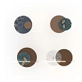 Modern Geometric Circular Wall Decor With Brown Textured Accents And White Rings