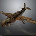 Rusted Metal Aerospace Airplane Model With Intricate Structure Propeller And Wings