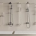 Wall Mounted Shower Faucet Systems With Various Designs Water Flow And White Bases