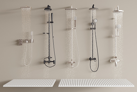 Modern rain shower head combination 3d model