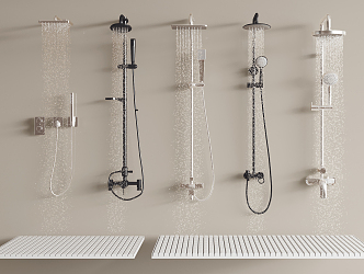 Modern rain shower head combination 3d model