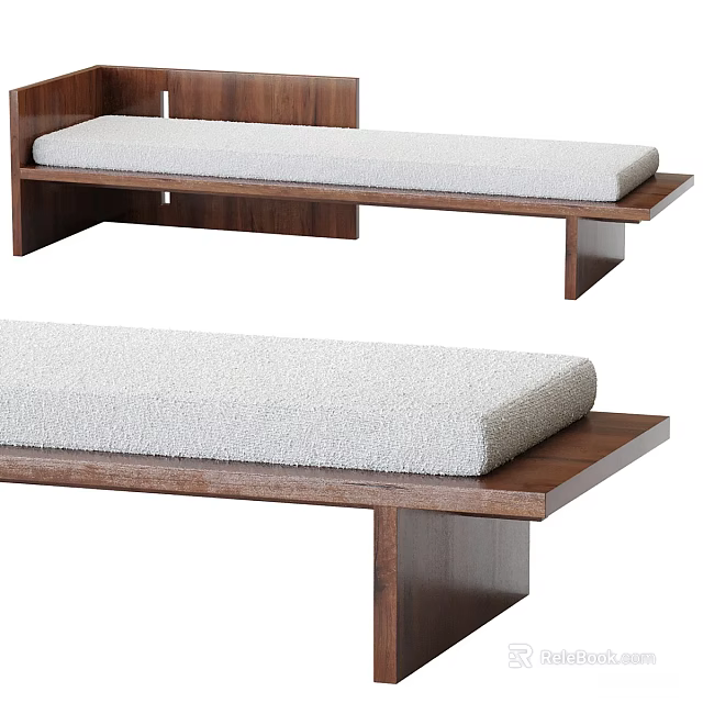 Modern Wooden Frame Upholstered Bench With Soft Seat Cushion For Home Decor 3d model 