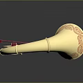 Golden Brass Musical Instrument With Red Violin And Ornate Horn Design