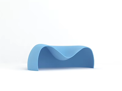 Modern Blue Wavy Lounge Chair with Minimalist Design in White Background 3d model