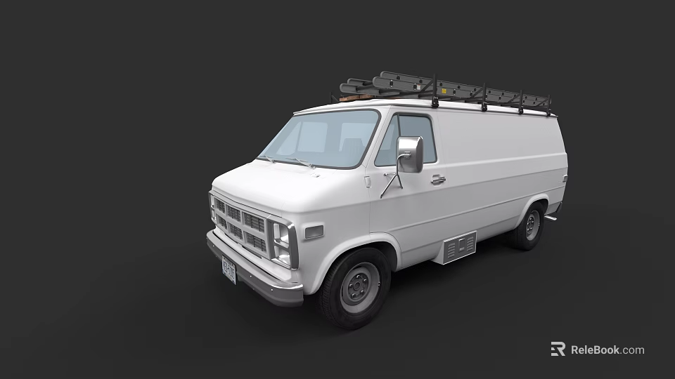 White Utility Van With Roof Rack For Practical Cargo Transport Solutions 3d model 