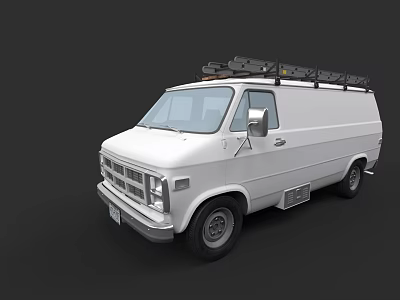 White Utility Van With Roof Rack For Practical Cargo Transport Solutions 3d model