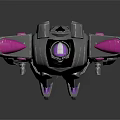 Robot Character With Purple Gray Armor Yellow Accents And Futuristic Mechanical Design