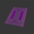 Gray Railway Track Scene Component With Blue Panels And Orange Stripes
