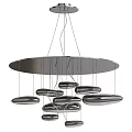 Modern Silver Chandelier With Multiple Oval Shaped Lights And Hanging Metal Frame 3d model