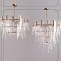 Modern Feather Design Chandeliers With Transparent Material And Golden Metal Accents