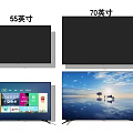55 Inch and 70 Inch Smart TVs with Colorful Interface and Landscape