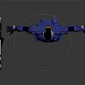 Blue Robot Action Figure With Blue Armor Holding Gun In Standing Pose