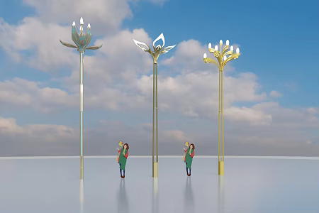 Magnolia lantern road lamp lotus lamp 3d model