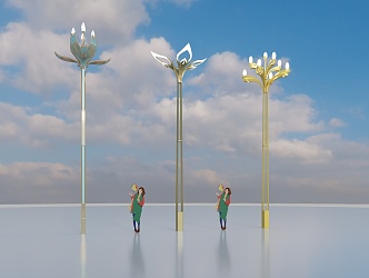 Magnolia lantern road lamp lotus lamp 3d model