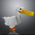 Pixel Art White Pelican 3D Model With Yellow Beak And Orange Feet