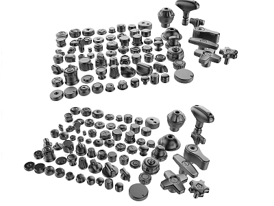 Various Hardware Tools Including Bolts Nuts And Metal Connectors In Different Sizes 3d model