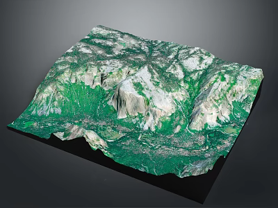 Modern 3D Topographic Model Displaying Green Terrain And Mountainous Landscape Features 3d model