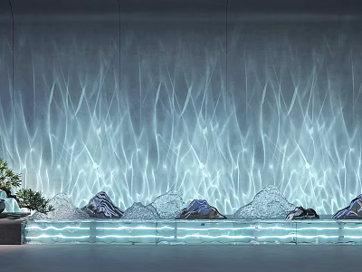 Water Ripple Light Wall Projection with Mountain Shape and Decorative Lighting Effect in Interior Design 3d model