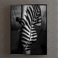 Black and White Figure Painting with Fern Leaf Shadows on Back in Side Standing Pose