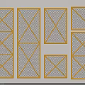 Yellow Framed Wire Mesh Fence Panels With Various Sizes And Patterns Design 3d model