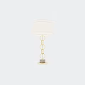 Modern Table Lamp With Golden Circular Ring Pole And White Fabric Shade 3d model