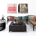 New Chinese Sofa Coffee Table Combination 3d model