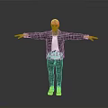 Man Wearing Cap Black Jacket White T Shirt Dark Pants Colorful Shoes With Arms Outstretched