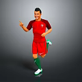 Soccer Player Game Character in Red Jersey With Green Socks Running And Pointing